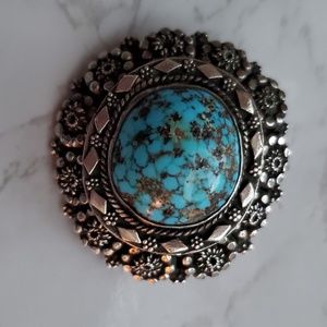 VINTAGE STERLING / PERSIAN TURQUOISE BROOCH